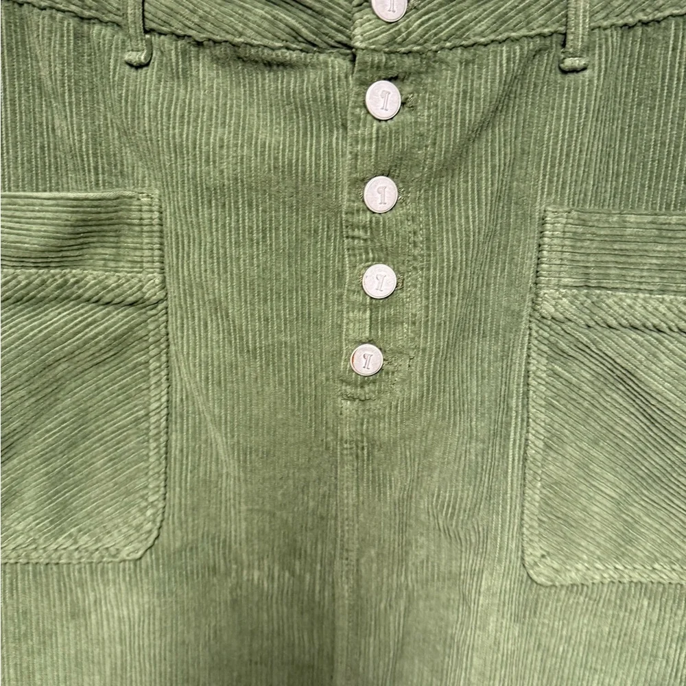 Pilcro Anthropologie Olive Corduroy Button Front Skirt Plus Size 26W - Picture 3 of 10